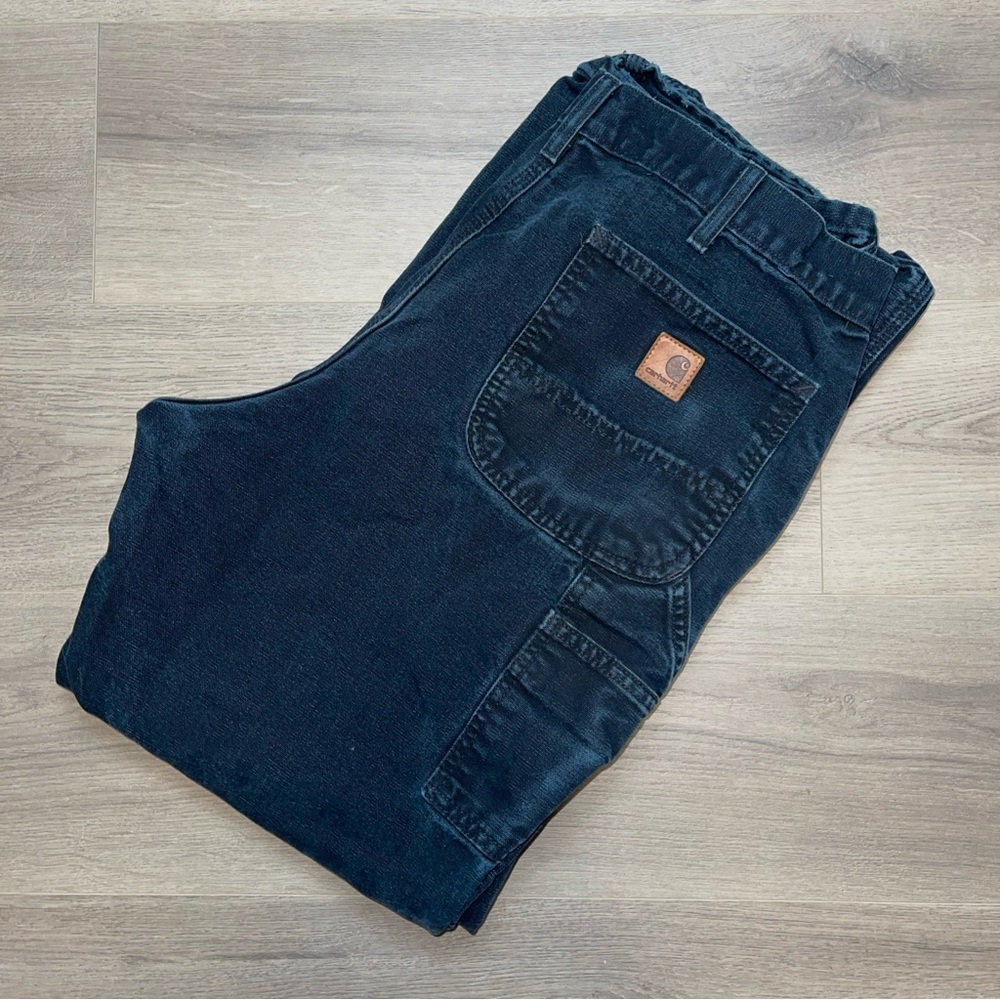 Carhartt Men Jeans 36x30 Original Dungaree Fit B11 BLK Pockets Canvas Carpenter